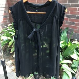 Forever 21 Black Sheer Top with Bow
